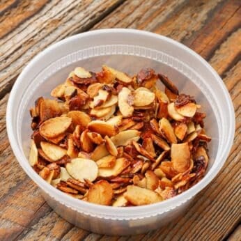 sliced almonds in storage container