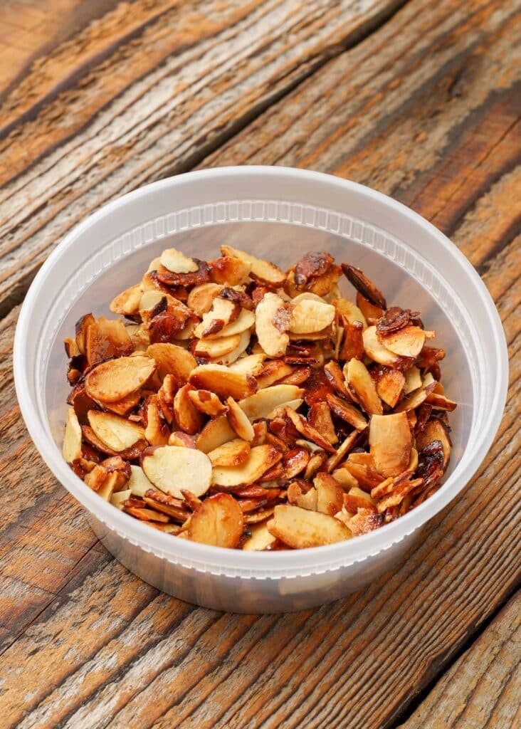 sliced almonds in storage container