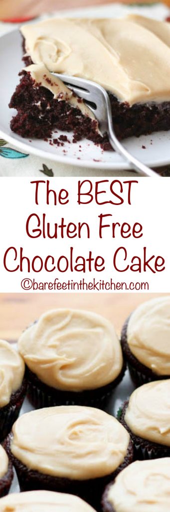 The BEST Gluten Free Chocolate Cake doesn't taste "gluten free" at ALL! - get the recipe at barefeetinthekitchen.com