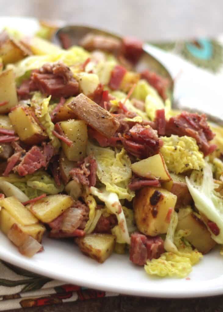 Corned Beef, Cabbage and Red Potato Hash recipe by Barefeet In The Kitchen