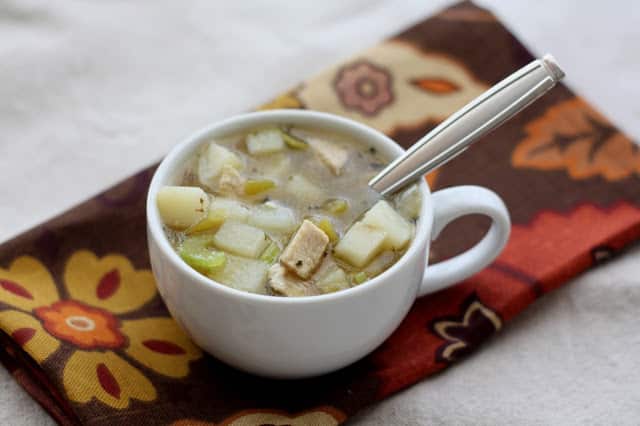 Green Chile Chicken and Potato Soup recipe by Barefeet In The Kitchen