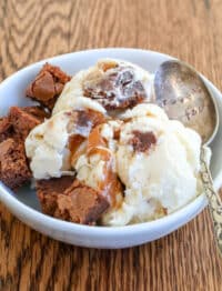 Caramel Brownie Ice Cream with spoon
