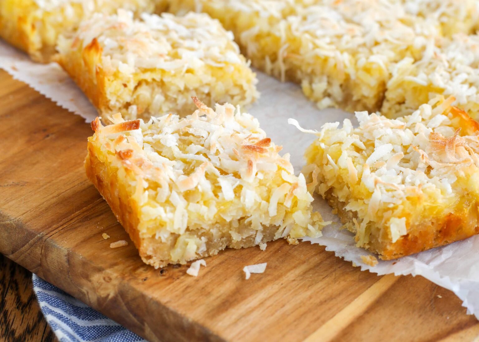 pineapple coconut bars barefeet in the kitchen