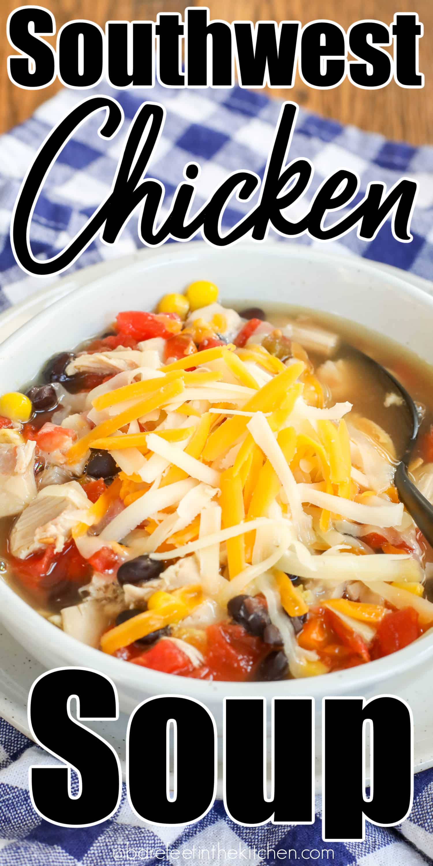 10 Minute Southwest Chicken Soup - Barefeet in the Kitchen