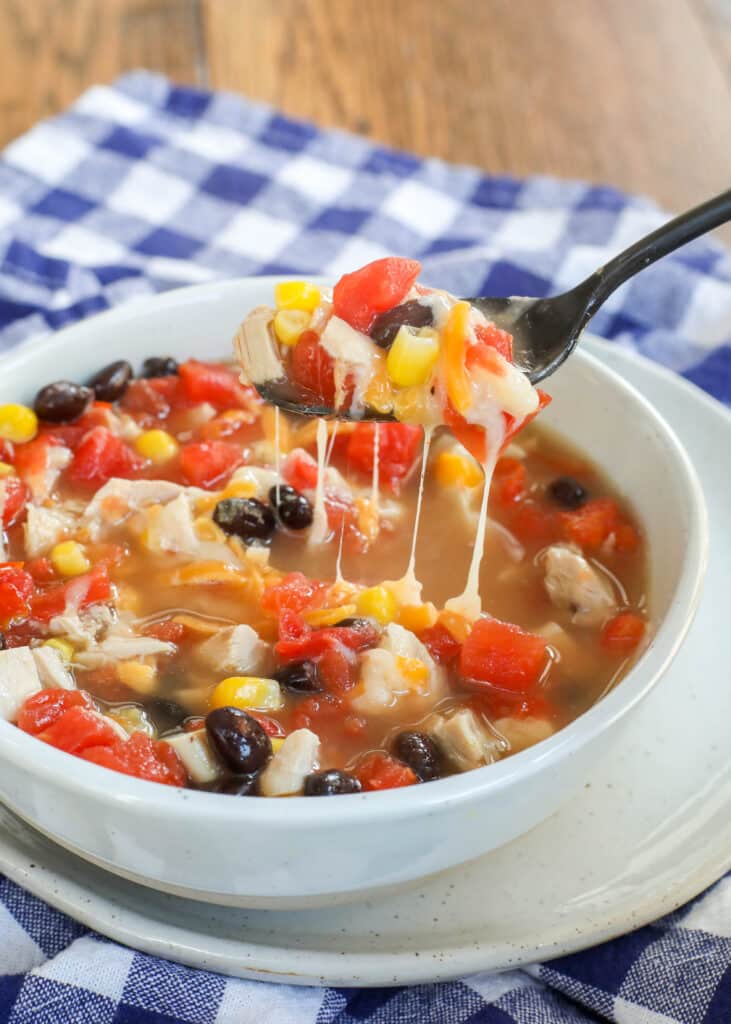 Make this Southwest Chicken Soup in just ten minutes!