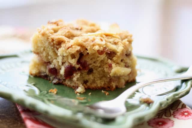 Cherry Coffeecake (or Muffins) with a Brown Sugar Almond Crust recipe by Barefeet In The Kitchen