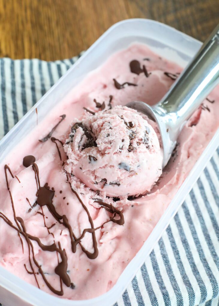 Chocolate Covered Strawberry Ice Cream is a homemade treat!