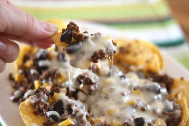 Black Bean, Beef and Corn Taco Nachos recipe by Barefeet In The Kitchen