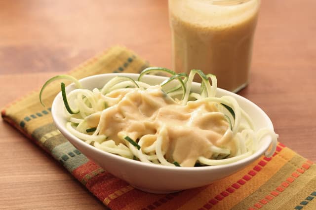 Zucchini Noodles with Creamy Chipotle Sauce recipe by Barefeet In The Kitchen