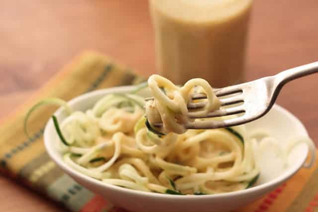Zucchini Noodles with Creamy Chipotle Sauce recipe by Barefeet In The Kitchen