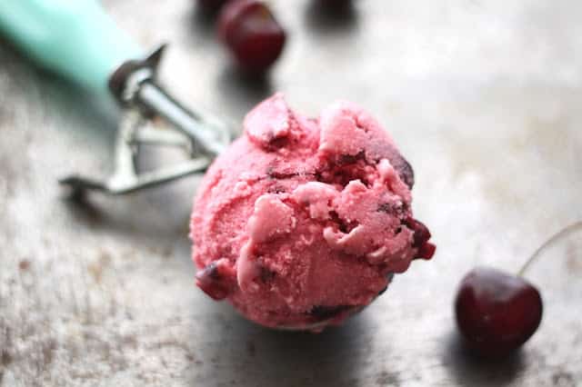 Roasted Cherry Frozen Yogurt recipe by Barefeet In The Kitchen