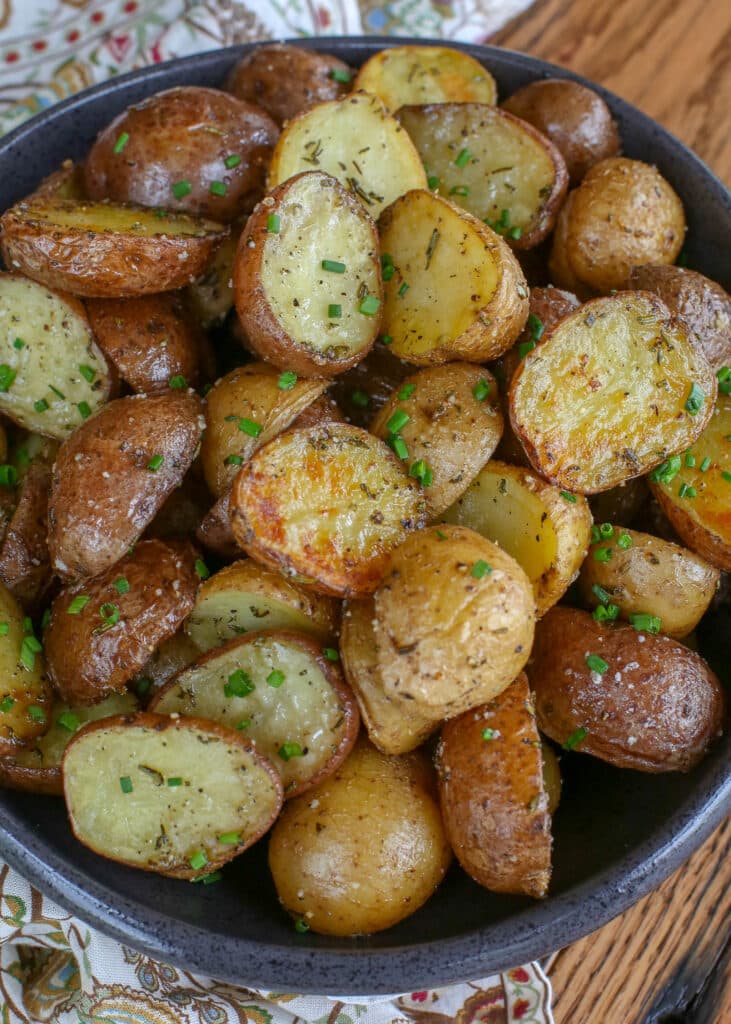 Rosemary Roasted Potatoes - find out how to make them at barefeetinthekitchen.com