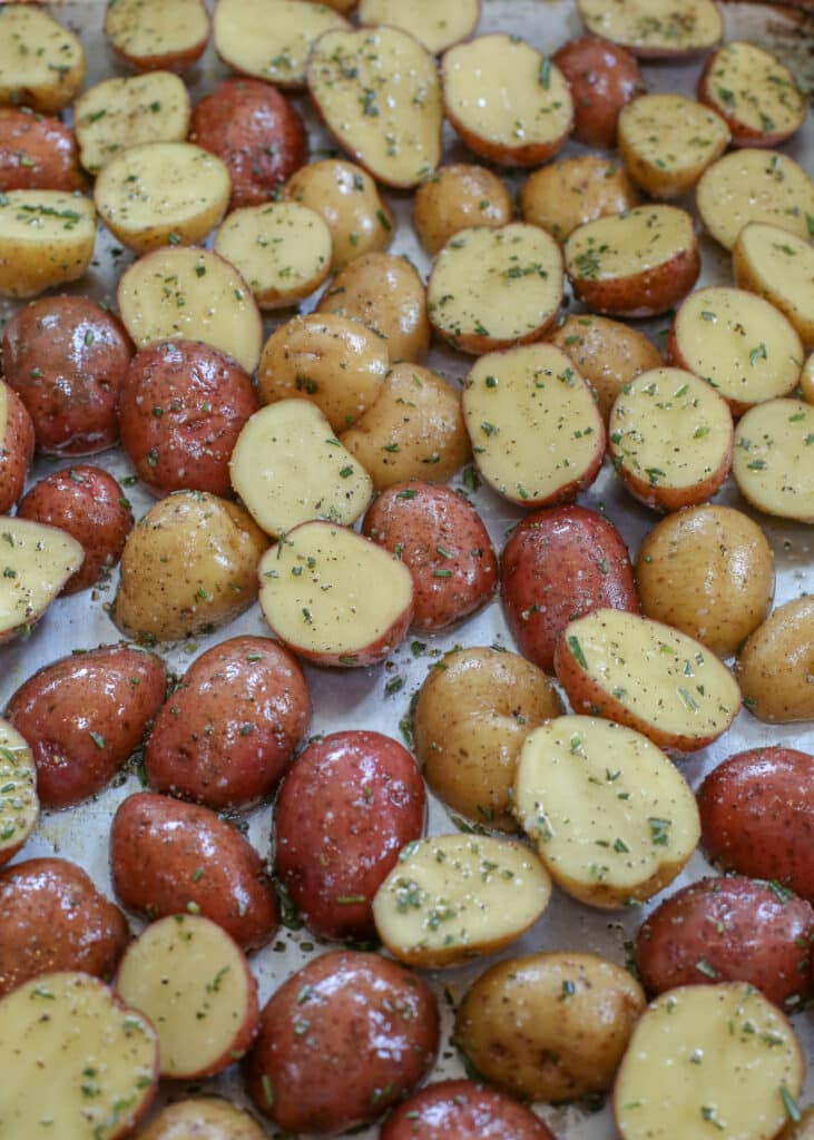 Rosemary Potatoes going into the oven - favorite side dish!