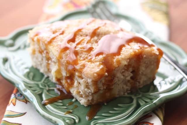 Apple Spice Cake with Salted Caramel Sauce recipe by Barefeet In The Kitchen