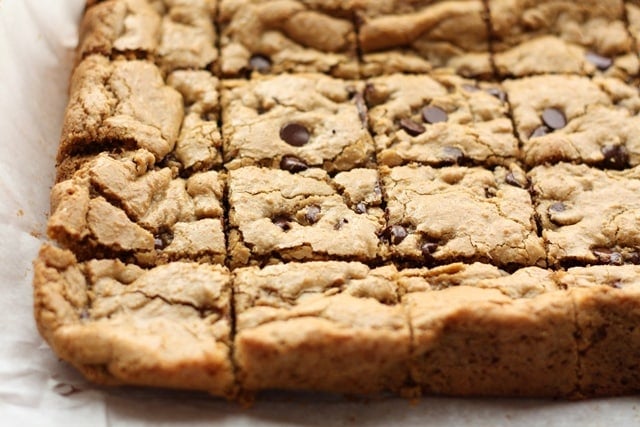 Classic Chocolate Chip Blondies recipe by Barefeet In The Kitchen