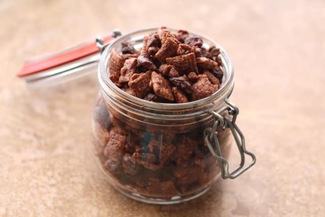 Cherry Chocolate Chex Party Mix Recipe by Barefeet In The Kitchen