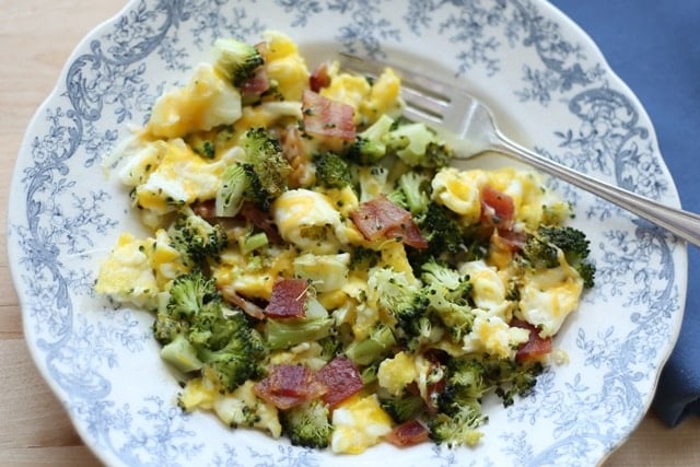 Cheesy Broccoli and Bacon Scramble Recipe by Barefeet In The Kitchen