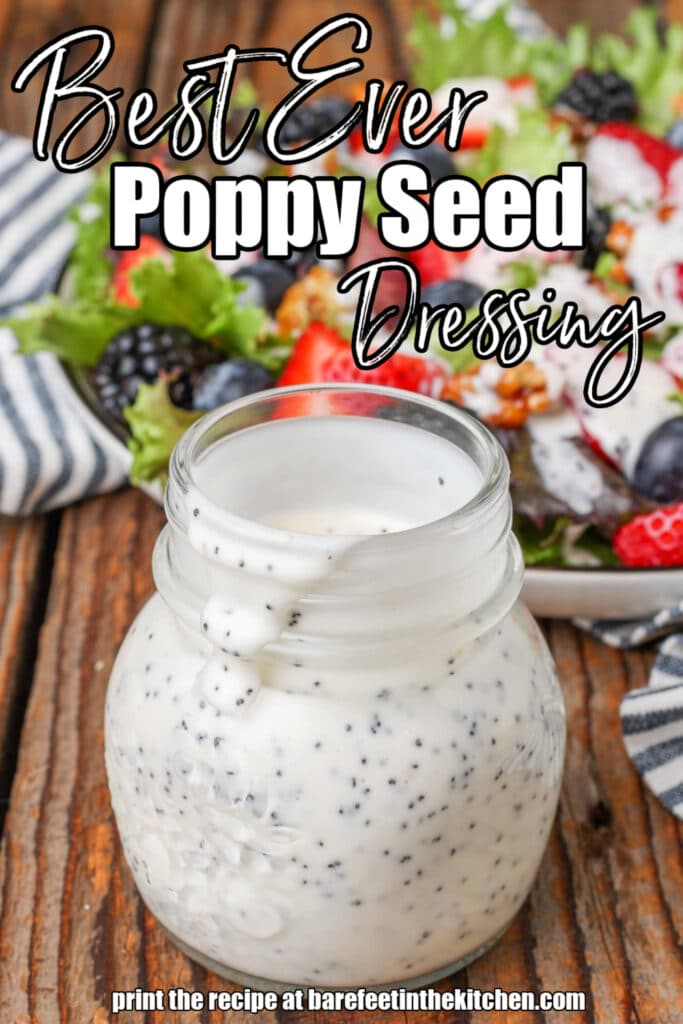 jar of salad dressing with poppy seeds