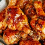 You only need FOUR ingredients to make this irresistible Sticky Asian Chicken! Get the recipe at barefeetinthekitchen.com