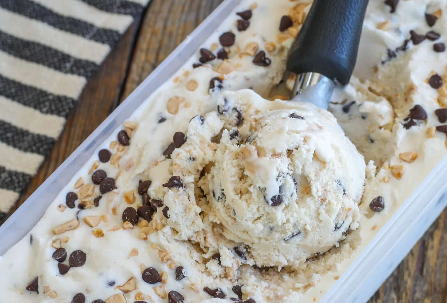Chocolate Chip Toffee Bits Ice Cream - Barefeet in the Kitchen