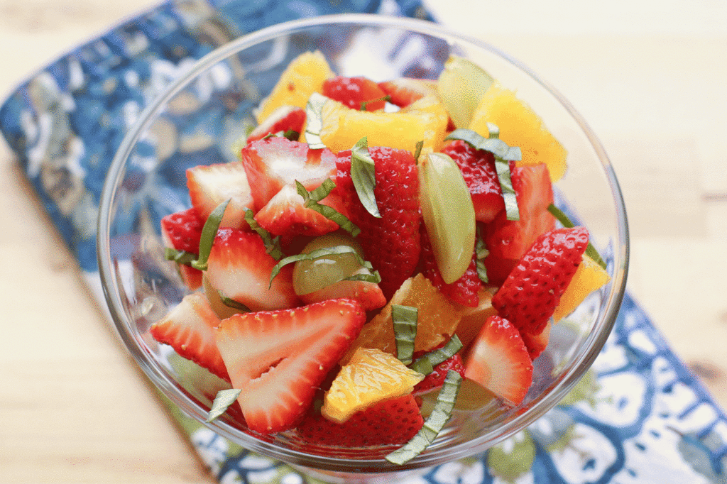Strawberry Basil Fruit Salad recipe by Barefeet In The Kitchen