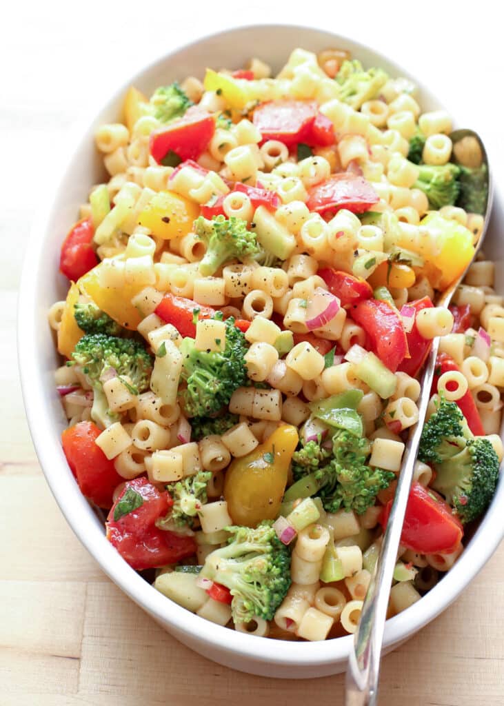 Marinated Vegetable Pasta Salad recipe by Barefeet In The Kitchen