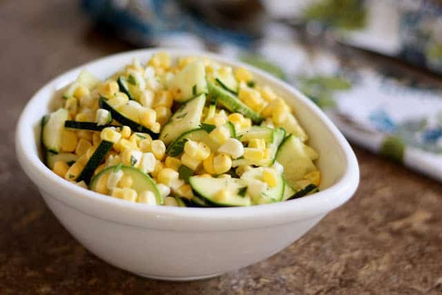 Raw Corn and Zucchini Salad with Lime Vinaigrette recipe by Barefeet In The Kitchen