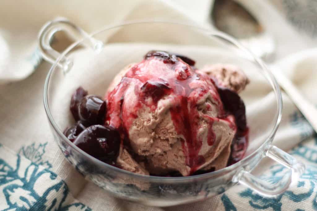Roasted Cherry Chocolate Ice Cream recipe by Barefeet In The Kitchen
