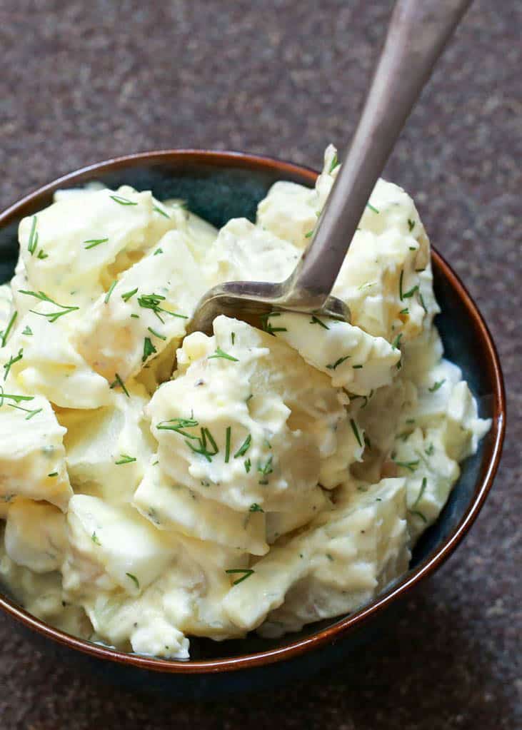 Lemony Dill Potato Salad - get the recipe at barefeetinthekitchen.com