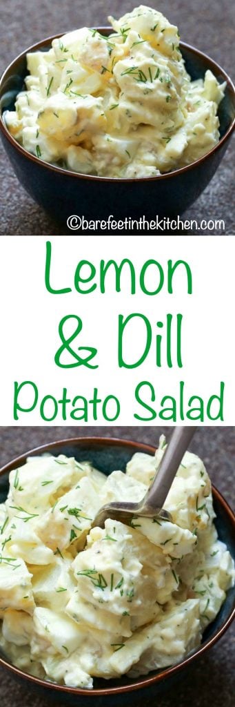 Lemony Dill Potato Salad is a refreshing twist on the classic potato salad! get the recipe at barefeetinthekitchen.com