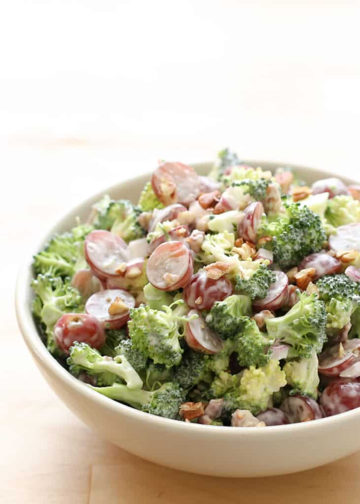 Broccoli Salad with Grapes and Pecans recipe by Barefeet In The Kitchen