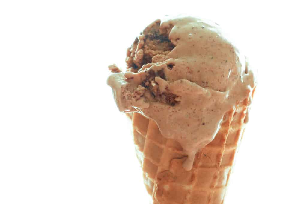 Homemade Brownie Ice Cream with Chewy Brownie Chunks recipe by Barefeet In The Kitchen