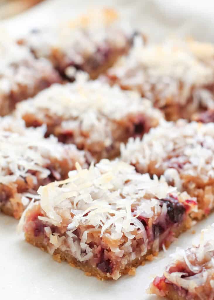 Fresh Cherry Coconut Bars (traditional and gluten free recipes) by Barefeet In The Kitchen