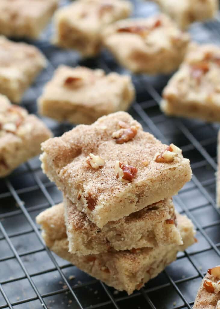 Cinnamon Pecan Shortbread Bars (gluten free and traditional recipes) by Barefeet In The Kitchen