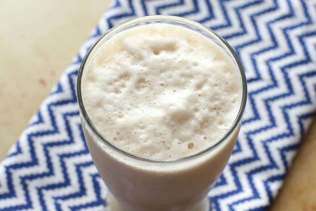 Creamy, thick, frothy coffee milkshake made without ice cream! recipe by Barefeet In The Kitchen