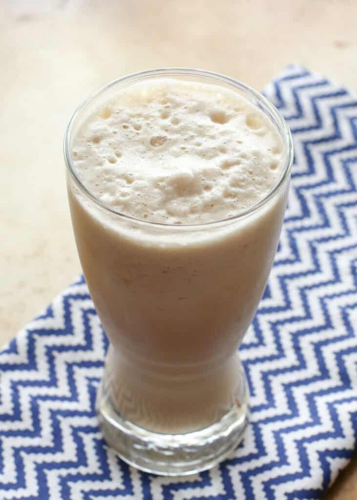 Creamy, thick, and frothy coffee milkshake with just two ingredients! recipe by Barefeet In The Kitchen