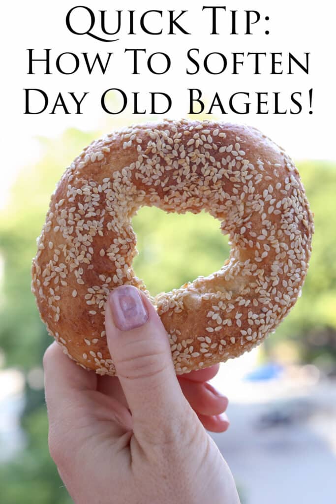 Quick hack for steaming day old, stale bagels at home, using just a sprinkling of water! - Barefeet In The Kitchen