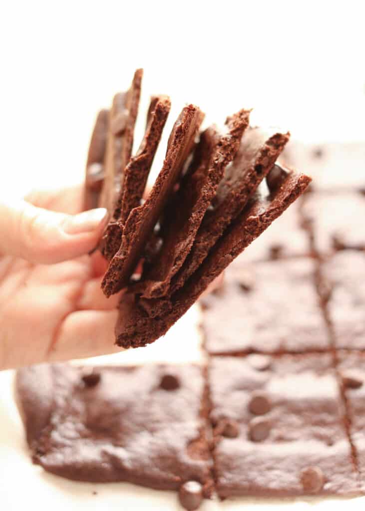 Crispy, crunchy, wafer thin brownies, for snacking or dessert - gluten free and traditional recipes