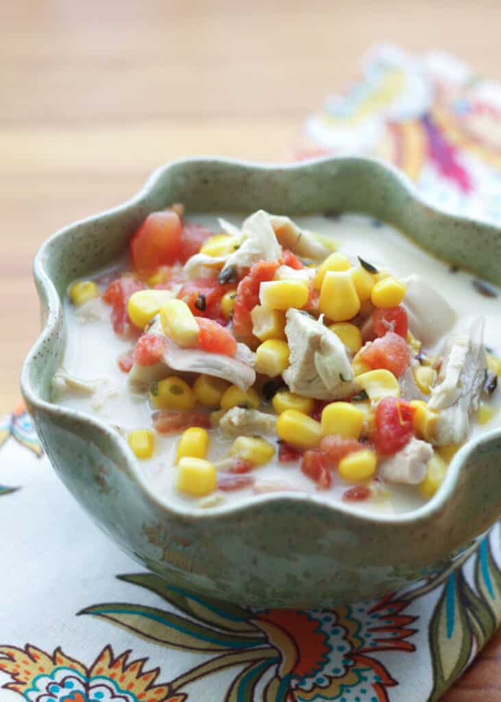 Creamy Mexican Chicken and Corn Soup recipe by Barefeet In The Kitchen