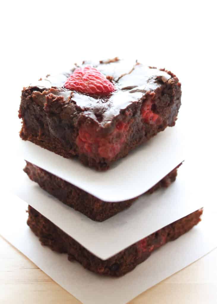Chocolate Raspberry Brownies, gluten free and traditional recipes by Barefeet In The Kitchen