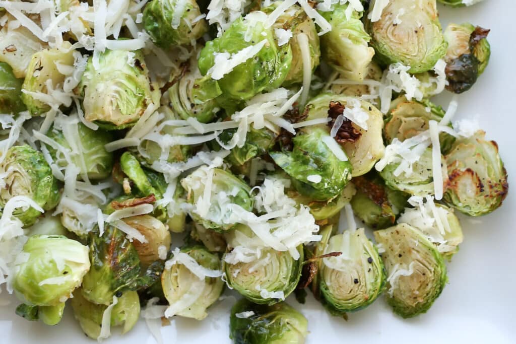 Crispy Brussels Sprouts with Asiago Cheese recipe by Barefeet In The Kitchen