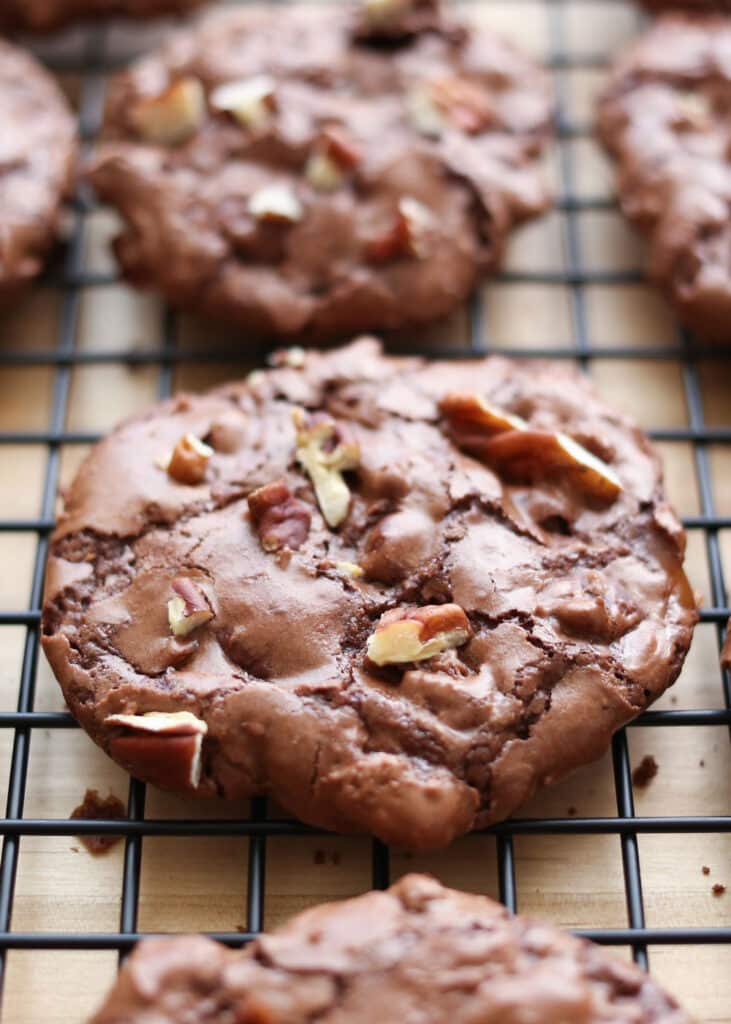 Flourless Chocolate Turtle Cookies by Barefeet In The Kitchen