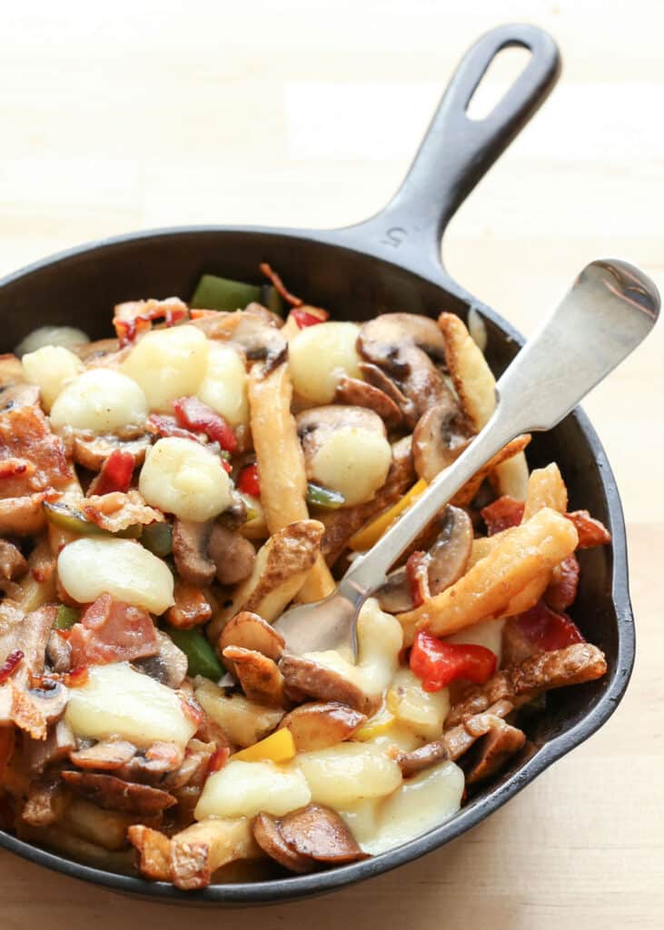 Montreal Poutine with Bacon, Peppers, Mushrooms, and Onions by Barefeet In The Kitchen {our version of The Matty by laBanquise}