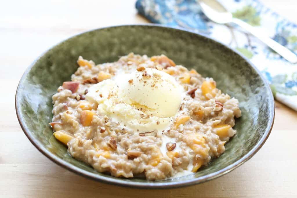 Peaches and Cream Oatmeal! recipe by Barefeet In The Kitchen