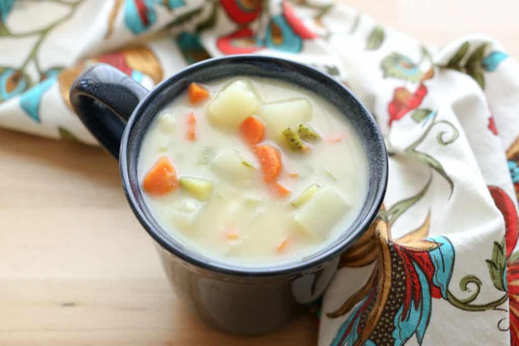 Creamy, potato chowder style soup, loaded with dill pickles and a heck of a lot of flavor, Dill Pickle Soup is unforgettable!