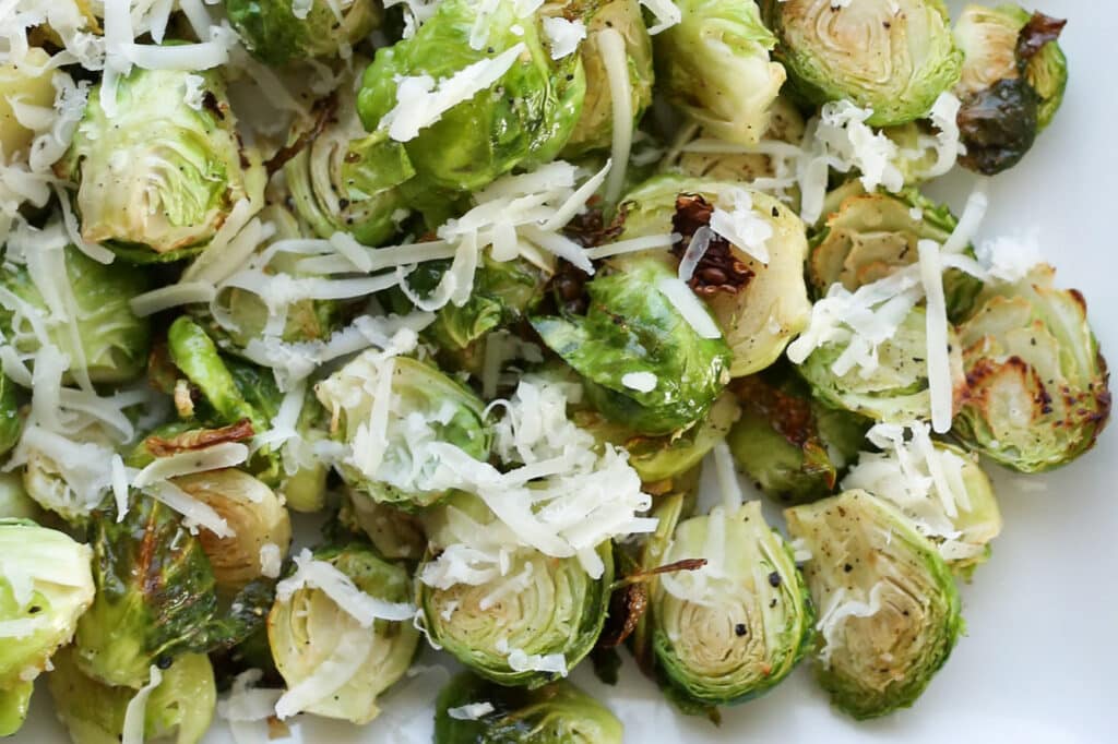 Crispy Roasted Brussels Sprouts - 5 Favorite Thanksgiving Side Dish recipes by Barefeet In The Kitchen