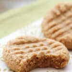3 Ingredient PB Cookies - you'll love them from the first bite! get the EASY recipe at barefeetinthekitchen.com