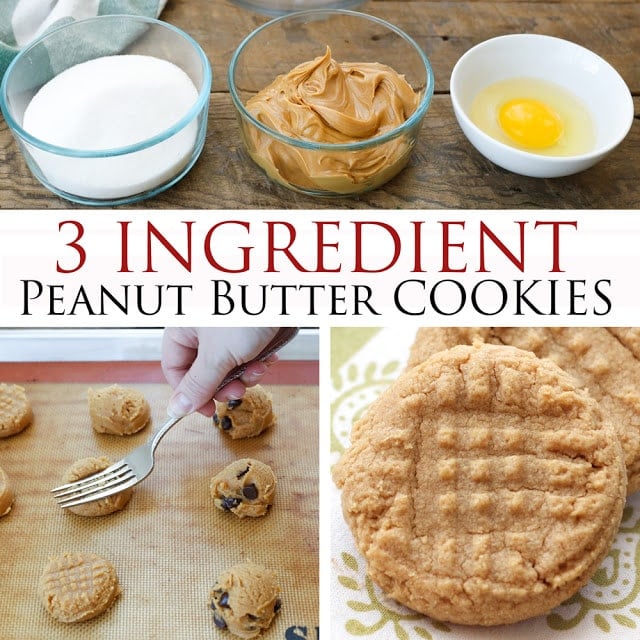 3 Ingredient Peanut Butter Cookies are a favorite with everyone! Get the recipe at barefeetinthekitchen.com