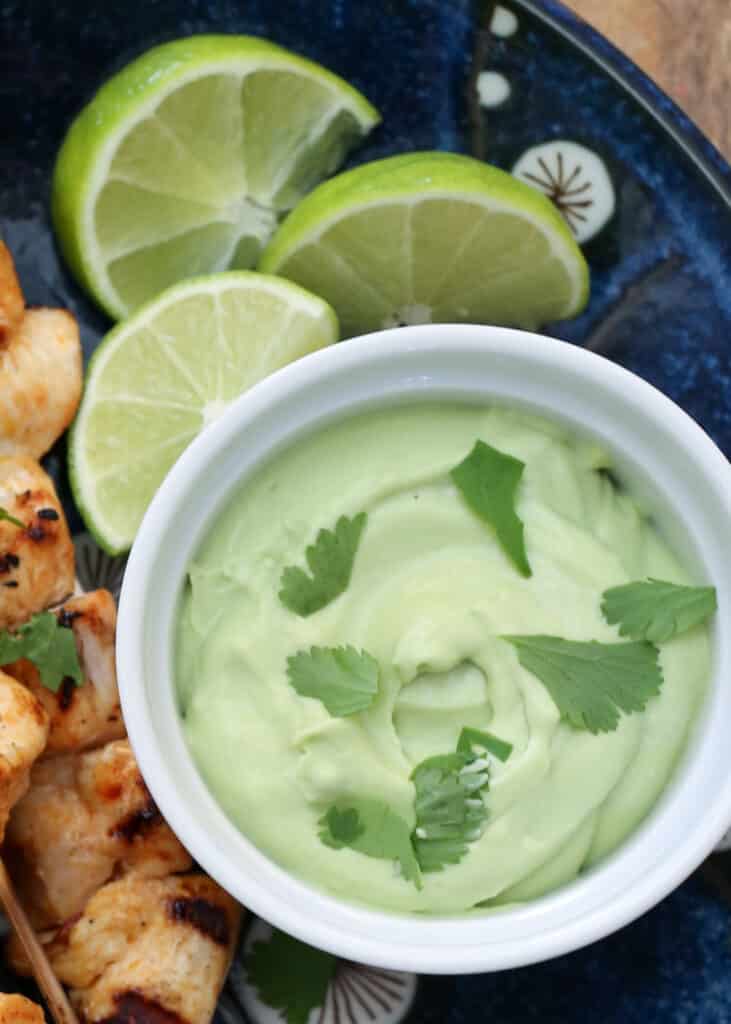 Creamy Avocado Sauce - perfect for dipping, drizzling, dunking, and serving with all of your favorite foods! recipe by Barefeet In The Kitchen