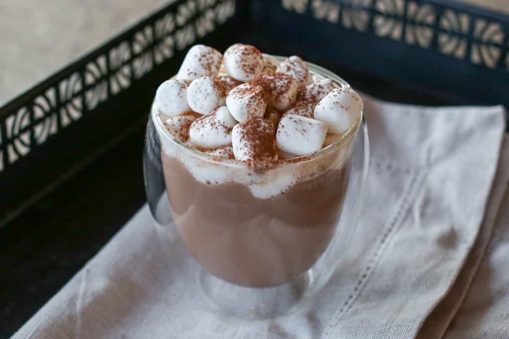 High Octane Hot Chocolate is a warm, smooth, chocolate-y mocha with a splash of booze! (get the recipe at Barefeet In The Kitchen)